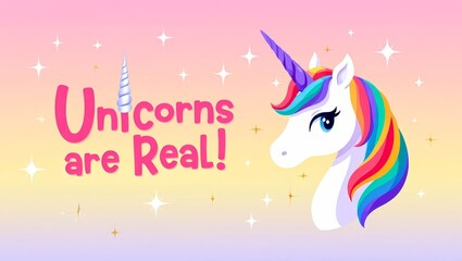 Fototapeta premium Cute unicorn banner.