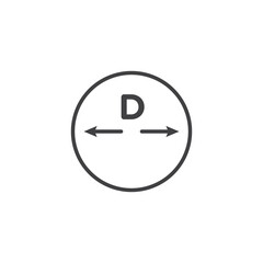 Fototapeta premium Diameter vector Icon in trendy flat style isolated on white background