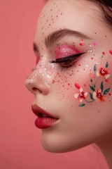 closeup portrait photo beautiful woman makeup fashion