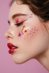 closeup portrait photo beautiful woman makeup fashion