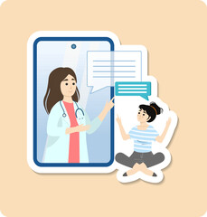 Female doctor is giving a consultation to a female patient through a smartphone app