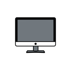 Simple Modern Computer Monitor Icon Design Digital Graphic Technology Illustration for Website Application Interface User Interface Design Element Flat Style Minimalist Clean Desktop Screen Device    