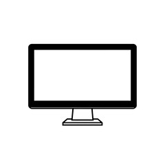 Simple Modern Computer Monitor Screen Icon Design Digital Technology Element Business Office Graphic User Interface Clean Minimalist Wide Display Illustration Black and White Vector Image Technology  