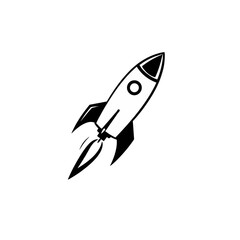 Simple Black Rocket Ship Icon Design Illustration Graphic Startup Success Launch Space Exploration Adventure Travel Journey Flight Speed Fast Velocity Powerful Energy Symbol Innovation Technology     
