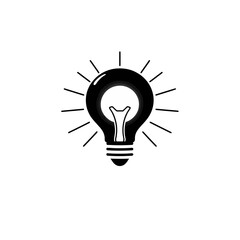 Simple Black Lightbulb Icon Idea Inspiration Bright Innovation Solution Graphic Design Element Business Startup Modern Minimalist Style Vector Illustration Creative Thinking Problem Solving Energy    