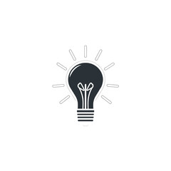 Simple Black Light Bulb Icon Bright Idea Inspiration Symbol Design Graphic Element for Website Application Mobile App Presentation Digital Marketing Project Business Concept Illustration Creative     