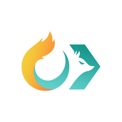 Naklejka premium Elegant Fox Head Letter OX Vector Logo