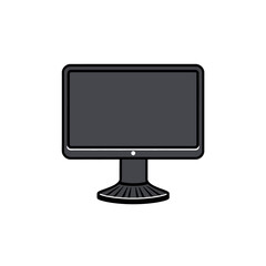 Simple Modern Computer Monitor Screen Digital Display Device Technology Icon Illustration Black Screen Office Equipment Workplace Technology Gadget Flat Design Minimalist Clean Style Vector Graphic   
