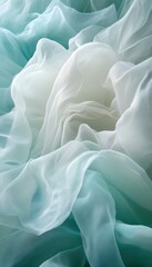 Obraz premium Abstract Background. Delicate Aqua Green and Silver Fluid Waves, Flowing Texture, Artistic Gradient