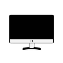 Simple Black Desktop Computer Monitor Icon Digital Graphic Design Element Modern Technology Image Clean Minimalist Style Professional Business Illustration for Website Application Software            