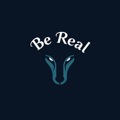 Abstract Wolf Face Logo Design Teal and White Be Real Minimalist Style Modern Brand Identity Vector Graphic Illustration for Business Corporate Branding Premium Quality Design Template icon bold image