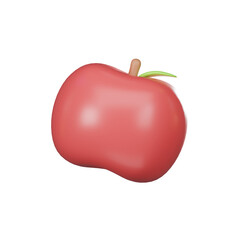 red apple isolated on white background, 3D icon, 3D render