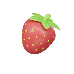 strawberry isolated on white background, 3D icon, 3D render