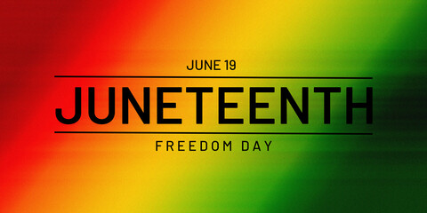Abstract background in red, yellow and green tones with grainy texture. Juneteenth Freedom Day