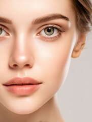 close up face Asian women portrait with bright flawless skin symbolizing beauty salon and makeup parlous ideas