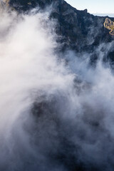 view of the mountains and rocks near Arieiro peak - the highest point of Madeira island, Portugal
