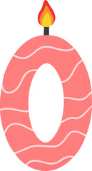 0 파티 숫자 초 드로잉 아이콘 세트(party number candle drawing icon set)