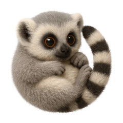 PNG Adorable fluffy lemur illustration.