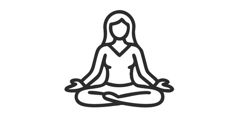Obraz premium Yoga Practice Graphic, Mindfulness and Relaxation Outline, Spiritual Yoga Design, Cut Out