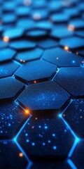 Obraz premium Abstract Technology Background With Hexagon Pattern And Blue Energy Flow, 3D Rendering.