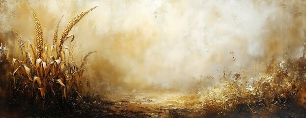 Obraz premium Golden field, hazy autumn, calm