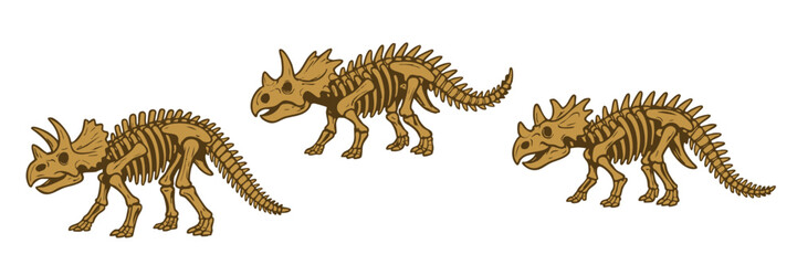 Albertaceratops dinosaur vector fossil illustration set