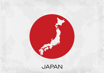 Vector Japanese flag with map