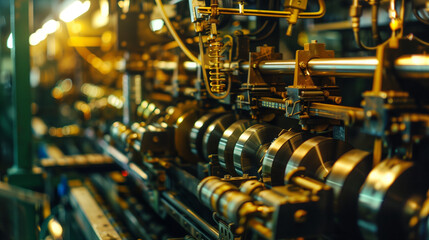 Industrial printing press in full operation, showcasing intricate machinery details. Precision and efficiency in modern manufacturing.