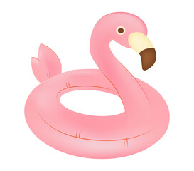 Pink Inflatable Flamingo Pool Float Isolated on White Background