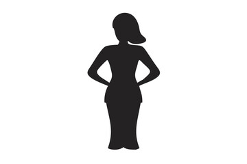 Woman Standing Silhouette, Female Figure Outline, Elegant Pose Illustration, Cut Out