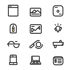 2D Web icons in line style  Icons, Flat lay Icon