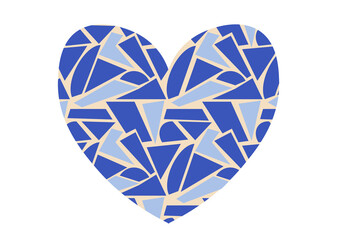 blue mosaic heart made from fragments vecrot illustration