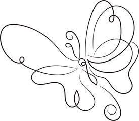 Elegant One Line Drawing of a Butterfly Abstract Minimalist Design Illustration