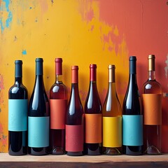 wine bottles on a shelf