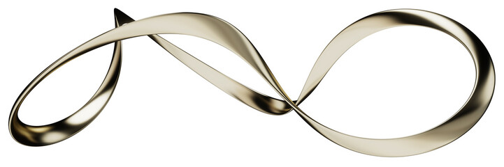Curved Gold Ribbon Shape Isolated on Transparent Background
