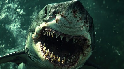 Great white shark, open jaws, underwater