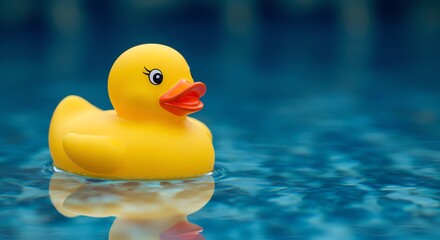 Rubber duck floating on water