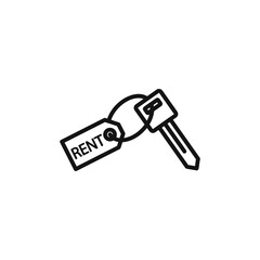 rent key icon on white background. Editable stroke.