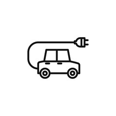electric car icon on white background. Editable stroke.