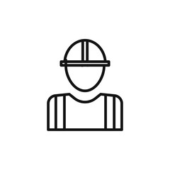 construction worker icon on white background. Editable stroke.