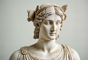Obraz premium Ancient greek goddess statue on white background.