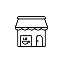 coffee shop icon on white background. Editable stroke.