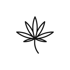 cannabis leaf icon on white background. Editable stroke.