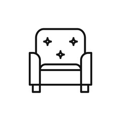 armchair icon on white background. Editable stroke.