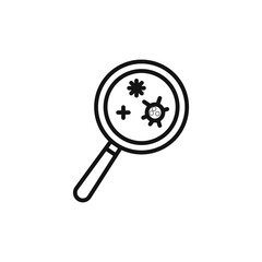 Virus research icon on white background. Editable stroke.