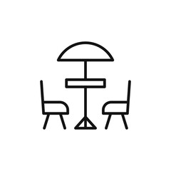 Terrace cafe icon on white background. Editable stroke.