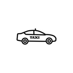 Taxi Car icon on white background. Editable stroke.