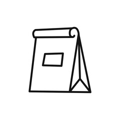 Take out food bag icon on white background. Editable stroke.