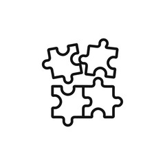 Puzzle icon on white background. Editable stroke.
