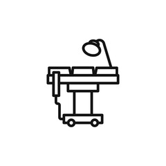 Operating table icon on white background. Editable stroke.